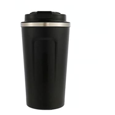 Imagem de HUJEMO Copo de café inteligente de 510 ml caneca de café de aço inoxidável à prova de vazamento copo de garrafa térmica de viagem com temperatura (preto)