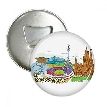 Imagem de Espanha Barcelona Monumento Abridor de Garrafas Aquarela Imã de Geladeira Emblema Multifuncional