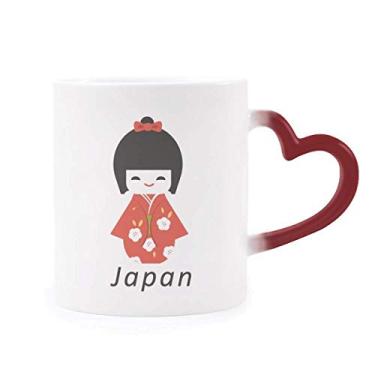 Imagem de Caneca tradicional japonesa local de brinquedo sensível ao calor caneca vermelha que muda de cor