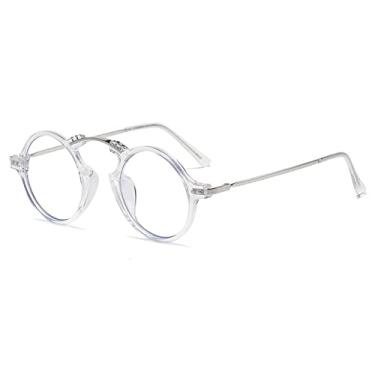 Imagem de Óculos de sol redondos pequenos de ponte única exclusivos para mulheres óculos de sol gradiente de luxo masculinos óculos de liga vintage uv400, transparentes, tamanho único