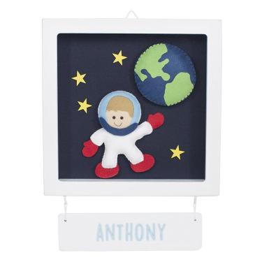 Imagem de Porta Maternidade Quadro Acrílico Astronauta Quarto Bebê Infantil Menino