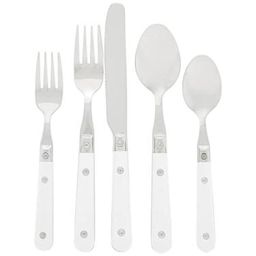 Imagem de Ginkgo International Le Prix Conjunto de talheres 30 peças de aço inoxidável lavável na lava-louças, serviço para 6, branco, 22703