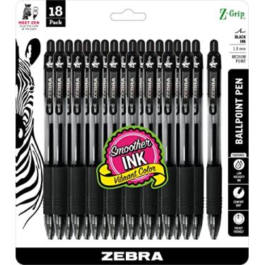 Imagem de Zebra Pen Caneta esferográfica retrátil Z-Grip, ponta média, tinta preta, pacote com 18, número do modelo: 22218