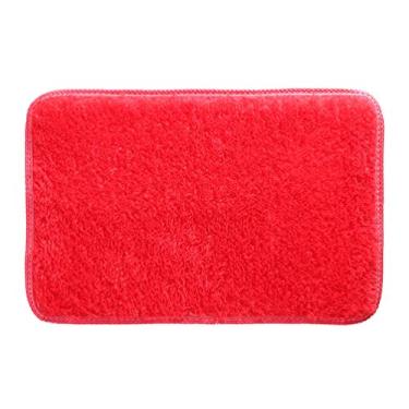 Imagem de Tapete de área LIOOBO 1 pç de pelúcia espesso e confortável lavável, tapete de banheiro antiderrapante luxuoso tapete de banheiro para quarto, tapete de cabeceira, vermelho