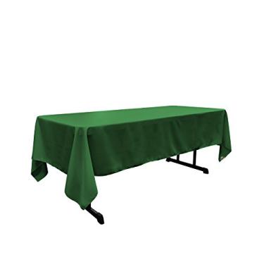 Imagem de LA Linen Toalha de mesa retangular de popelina de poliéster, 152 x 259 cm, verde esmeralda