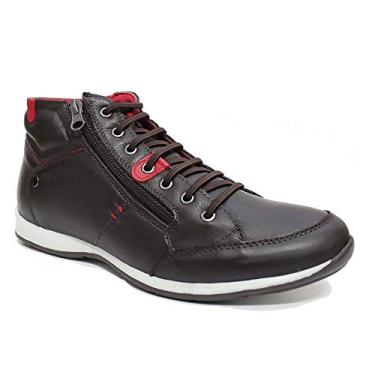 Imagem de Tenis Sapatenis Cano Médio Masculino Casual Couro CEU-NETONY Cor:Vermelho;Tamanho:39