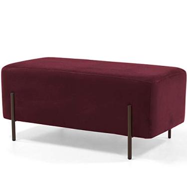 Imagem de Puff Retangular Decorativo Status 90x45 D02 Pés de Aço Veludo Marsala C-278 - Lyam Decor
