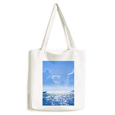 Imagem de Bolsa de lona com imagem de natureza e oceano, água, mar, barco, ciência, bolsa de compras, bolsa casual