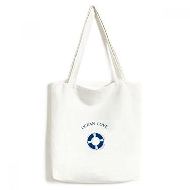 Imagem de Life Buoy Ocean Love Sea Sailing Blue sacola de lona sacola de compras casual bolsa de mão