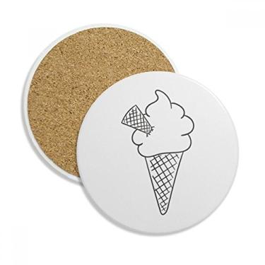 Imagem de Black Line Cream Soft Cones Copo de sorvete Caneca de mesa Pedra absorvente de proteção de mesa