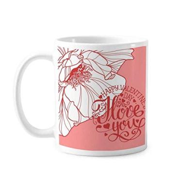 Imagem de Caneca rosa feliz dia dos namorados amor rosa cerâmica café porcelana louça