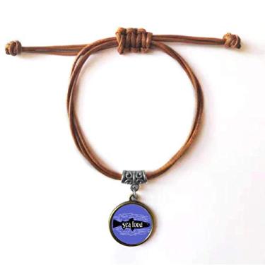 Imagem de DIYthinker Pulseira de couro com contorno de peixe de animal preto com cordão de couro marrom joia presente
