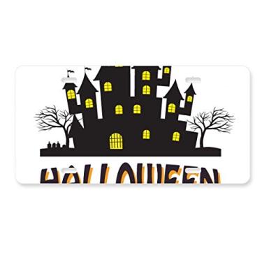 Imagem de DIYthinker Etiqueta de aço inoxidável para decoração de placa do castelo de terror Happy Halloween
