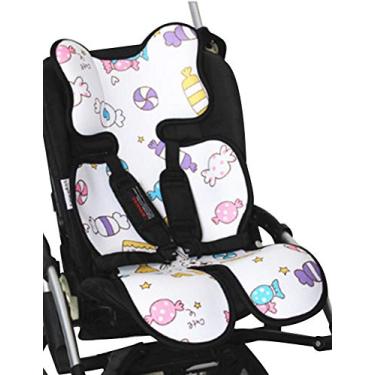 Imagem de Letuwj Forro acolchoado respirável para carrinho de bebê, branco + pirulito 35 x 75 cm