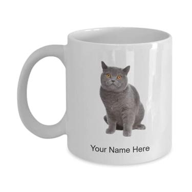 Imagem de Caneca de café personalizada azul-britânica para amantes de gatos azuis - Caneca de café de 325 ml