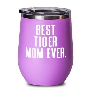 Imagem de Gato tigre inspirador, melhor mãe tigre de todos os tempos, taça de vinho de aniversário para gato tigre