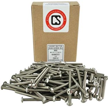 Imagem de Parafusos de cabeça de botão de soquete em aço inoxidável nº 8-32 x " (1,27 cm a 5,08 cm disponíveis), rosca completa, unidade sextavada, aço inoxidável 18-8, rosca de máquina, 8-32 x 2"