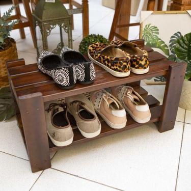 Imagem de Organizador De Sapatos Sapateira Em Madeira Cor Imbuia - Decore Fácil