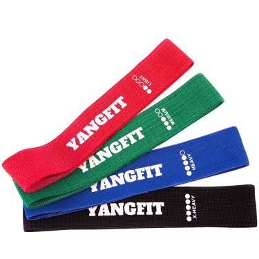 Imagem de Kit Mini Band Tecido 4 Intensidades Faixa Elástica Yangfit