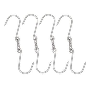 Imagem de Gancho de carne giratório ALELE anzóis de aço-inoxidável de processamento de aço inoxidável resistentes - Peixe grande, caça, gancho para pendurar carcaça pacote com 2, 10 Inch 6mm Swiveling Meat Hook