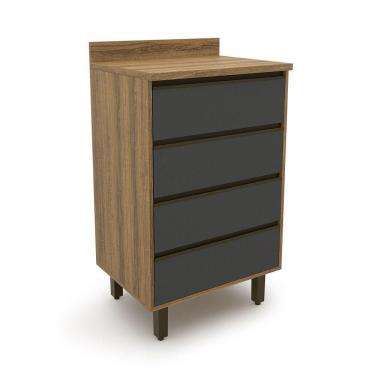 Imagem de Balcao Confort 60 Cm 4 Gavetas Cinamomo grafite Batrol Cinamomo grafite