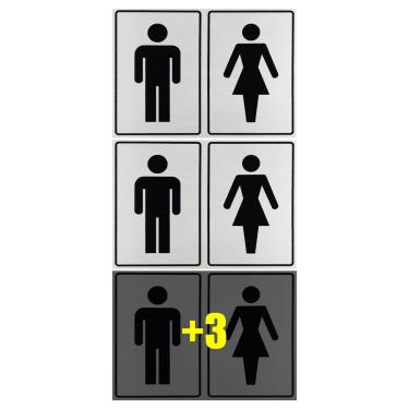 Imagem de Combo 6 Placas De Sinalização Banheiro Masculino / Feminino 20x15 Acesso - B-567 F9e
