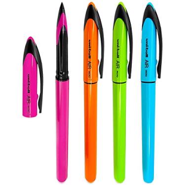 Imagem de Uni-Ball AIR Micro - 0.5mm Fine Rollerball - Blue Ink - [Pack of 4] - Pink, Orange, Green and Light Blue Barrels