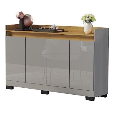 Imagem de Buffet Aparador para Sala Armário Organizador Multiuso Mini Balcão Cantinho do Café Cozinha Real Primus 4 Portas - Cinza Ônix/Mel