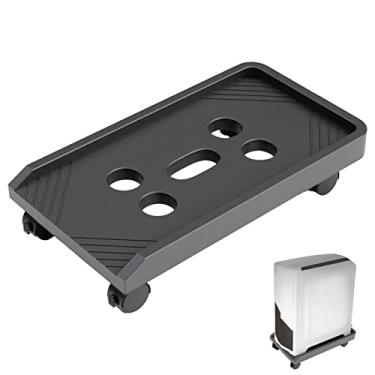 Imagem de Suporte de CPU Suporte de CPU sob a mesa PC Case Cart com 4 rodas giratórias, suporte de chão de torre de PC Suporte de carrinho móvel Capa de CPU Prateleira de proteção Suporte de torre de PC (Cor: Preto 360 Rotativo)
