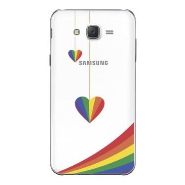 Imagem de Capa Case Capinha Samsung Galaxy  J5  Arco Iris Corações Pendurados -