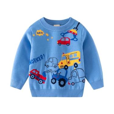 Imagem de Camisetas infantis de verão para bebês recém-nascidos meninas meninos animais primavera inverno manga longa roupas de lã crianças meninos, Azul, 4-5T
