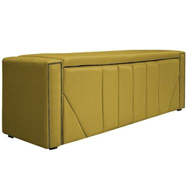 Imagem de Calçadeira Baú King Minsk P02 195 cm para cama Box Suede Amarelo - Amarena Móveis