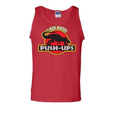 Imagem de T-Rex Hates Push-Ups Camiseta regata engraçada T Rex dinossauro academia treino muscular, Vermelho, XXG