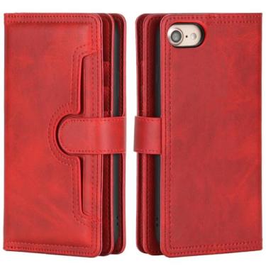 Imagem de Flip bolsa de couro caso para iphone 15 14 13 12 11 pro xs max xr capa carteira para samsung s20 nota 20 ultra casos, vermelho, para iphone 6 6s