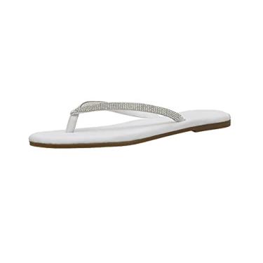 Imagem de CUSHIONAIRE Women's Ciara Jeweled Flip Flop Sandal with Memory Foam, White 10