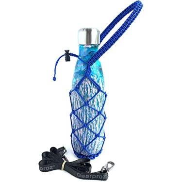 Imagem de Garrafa de transporte Gearproz – um suporte elegante feito à mão com alça de ombro – para garrafas S'well, Mira e Simples Moderna – Ajuda a evitar quedas e quedas, Azul, 25 oz
