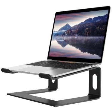 Imagem de Suporte para laptop Alashi para mesa, suporte ergonômico para notebook, elevador de laptops de metal destacável, suporte de refrigeração para PC, suporte de notebook de 25 a 15,6 polegadas, preto