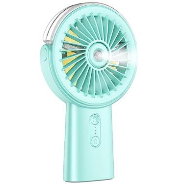Imagem de Otlonpe Ventilador portátil de nebulização portátil, pequeno ventilador de névoa recarregável, pulverizador de água, 4000 mAh, ventiladores manuais operados por bateria, 3 velocidades, tempo de