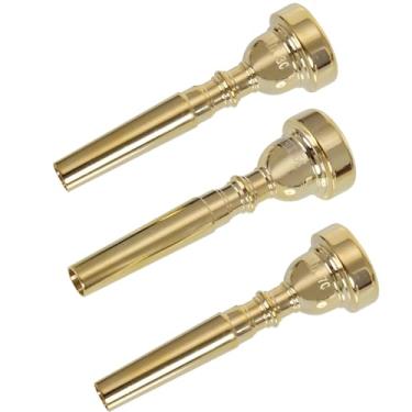 Imagem de Bocal de trompete dourado 7C 5C 3C Conjunto de bocal de trompete com latão para iniciantes e profissionais, pacote com 3 acessórios para trompete