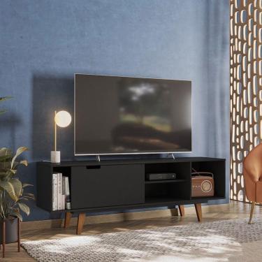 Imagem de Rack Vintage Óregon Até 60 Polegadas 1 Porta Preto - Olivar Móveis