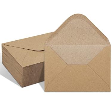 Imagem de Pacote com 100 envelopes Kraft 10 x 15 cm, envelopes A4 com aba de contorno para convites de noivado, convites de casamento, anúncios, chá de bebê, perfeito para cartão RSVP de 120 g/m², 11,5 x 16,4