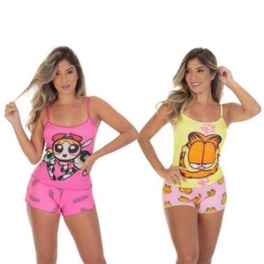 Imagem de Kit 2 Pijama Short Doll Personagem Frimodas Adulto-Feminino