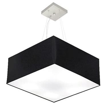 Imagem de Lustre Pendente Quadrado Cúpula Tecido 30/70x70 cm, Vivare Iluminação, Pendente4065 PR, Preto, Grande
