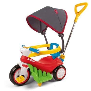 Imagem de Triciclo Infantil 2 em 1 Passeio e Pedal, Motoca Policiclo Vermelho, Poliplac