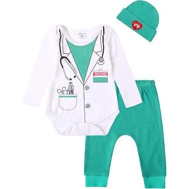 Imagem de COSLAND Fantasia de carreira para bebês meninos, conjunto de roupas de algodão infantil, recém-nascido - 12 meses, Médico, 6-12 Meses