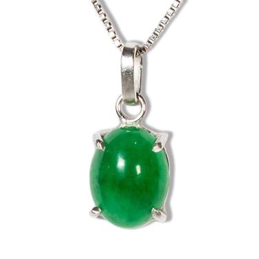 Imagem de Colar Ponto de Luz Jade Verde Oval 10mm Natural Prata 950