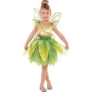 Imagem de Party City Classic Tinker Bell Costume for Toddler Girl - Includes Petal Dress with Pink Vines & Glittery Wings - Disney Peter Pan Costumes for Halloween, Birthday Parties & Themed Events