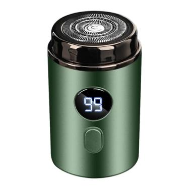 Imagem de Milageto Barbeador masculino de viagem, mini barbeador, barbeador portátil compacto removível, aparador de barba facial para acampamento, escritório, Verde
