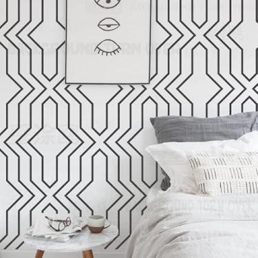 Imagem de Estêncil geométrico de linha fina de 70 cm para decoração, pintura de azulejos, paredes de mandala, grandes padrões, móveis, nicho, parede, modelos, pintura