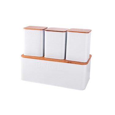 Imagem de Conjunto Porta Pão Mimo BH23353 Inox Branco